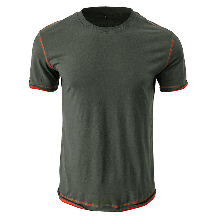 Herren Rundhals-T-Shirt mit kontrastierenden Ärmeln und lässigem Schnitt Echoarchiv