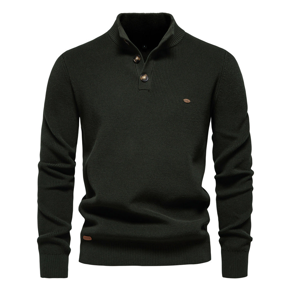 Herren Pullover mit Knopfleiste und strukturiertem Muster Echoarchiv