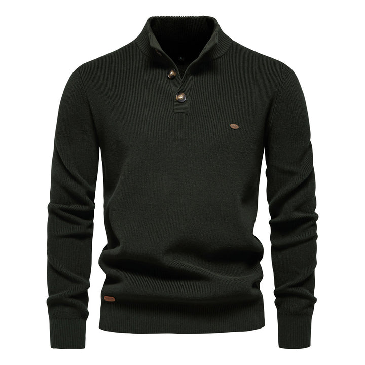 Herren Pullover mit Knopfleiste und strukturiertem Muster Echoarchiv