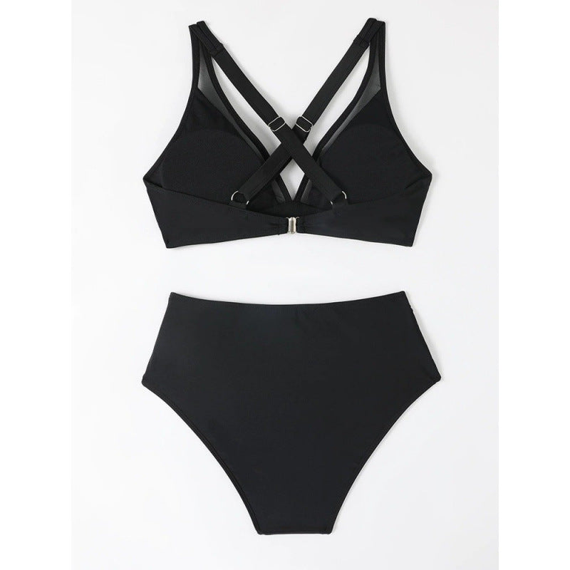 Damen Bikini-Set mit hoch geschnittenem Höschen und modernem Kreuz-Riemen-Design Echo Archiv