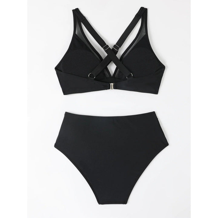 Damen Bikini-Set mit hoch geschnittenem Höschen und modernem Kreuz-Riemen-Design Echo Archiv