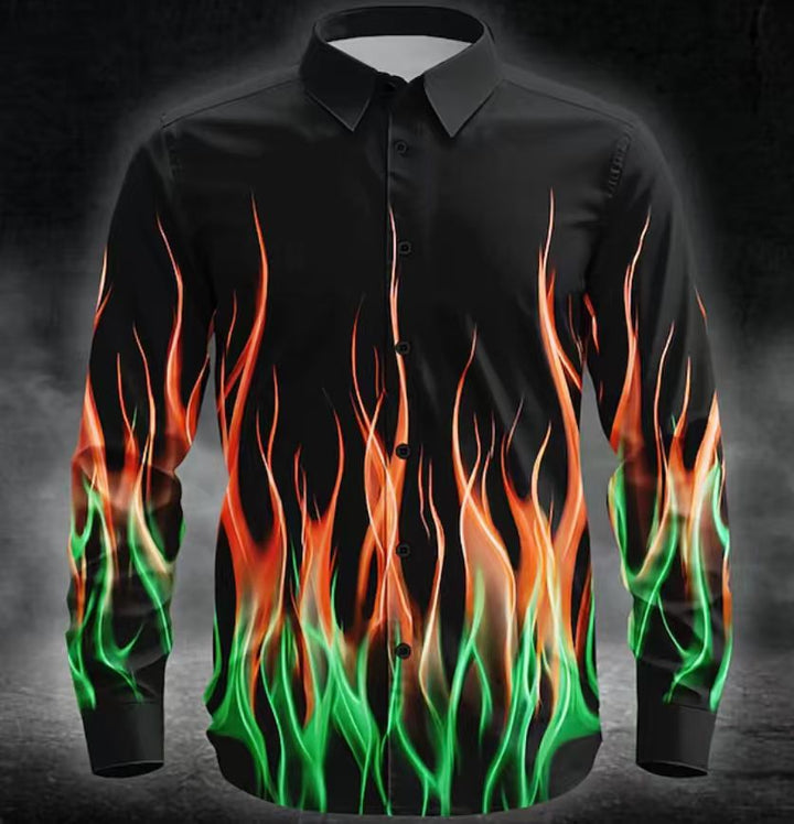 Herren Langarmhemd mit innovativem Flammenmuster Echoarchiv