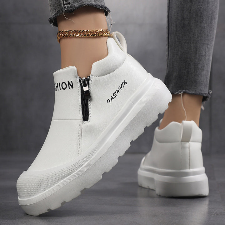 Damen nan Plateau-Sneaker mit seitlichem Reißverschluss, gepolstertem Komfortfußbett und profiliertem Laufprofil Echo Archiv
