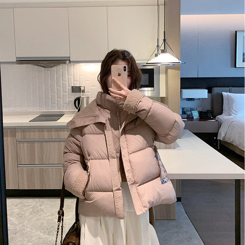 Damen nan kurz gesteppte Taillen-Pufferjacke mit kuscheligem Teddykragen und verstellbarem Schnallenriemen Echo Archiv
