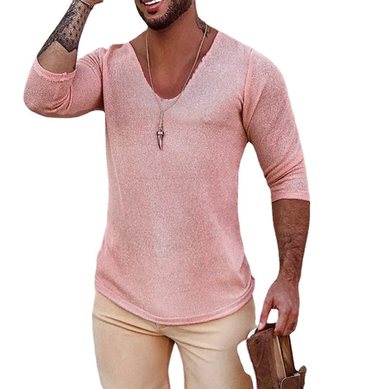 Herren V-Ausschnitt Shirt mit innovativem Strukturdesign Echoarchiv