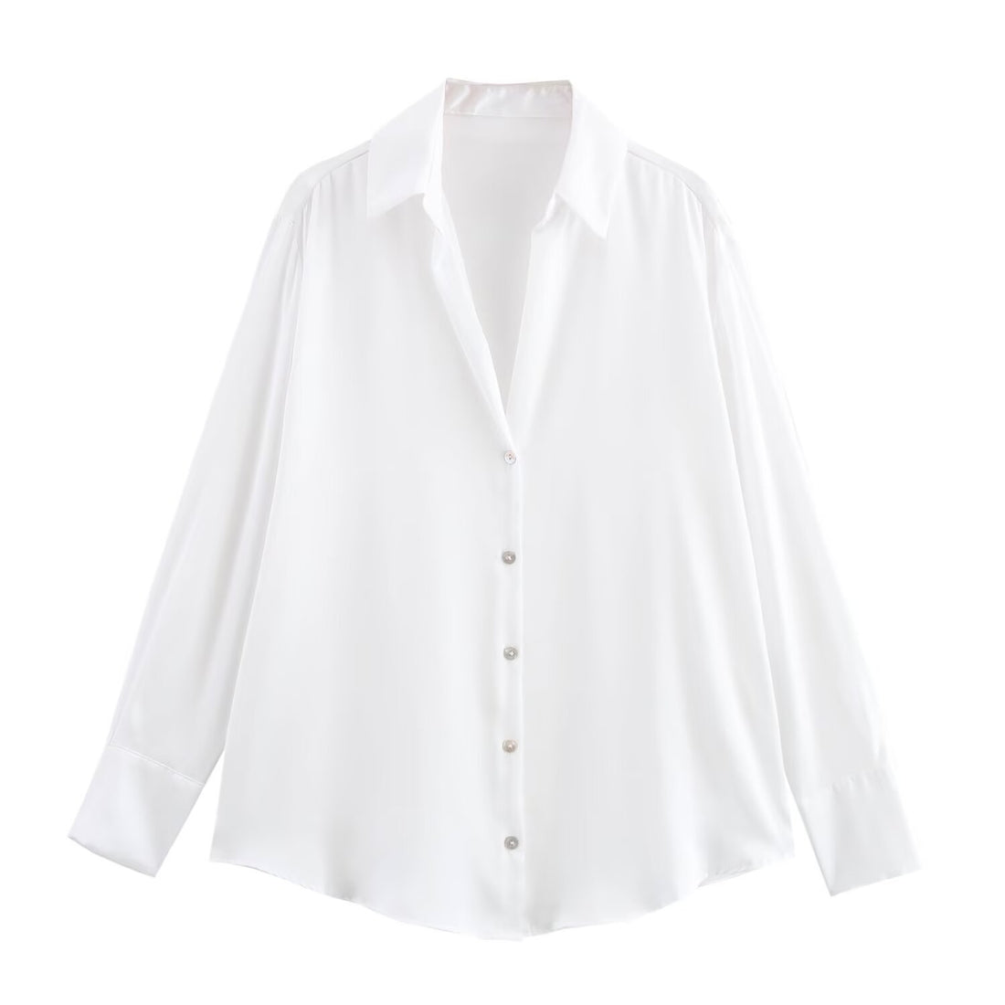 Damen Oversized Satinbluse mit Hemdkragen und breiten Manschetten Echo Archiv