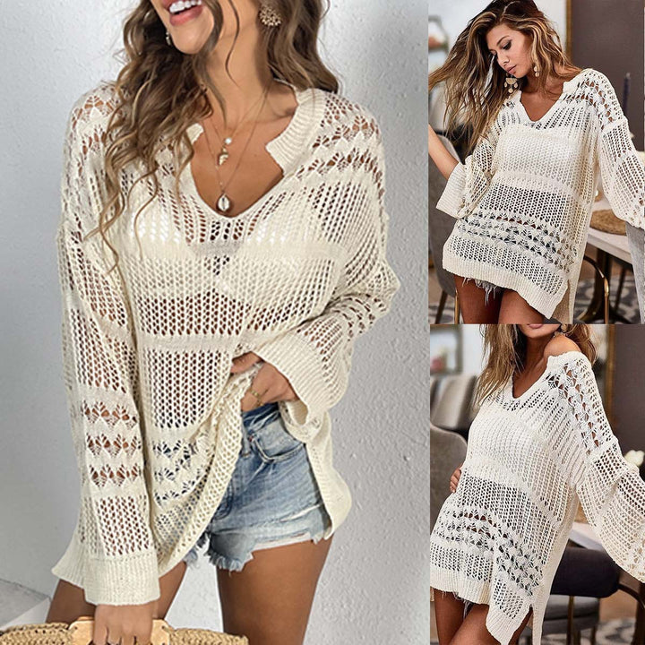 Damen moderner Strickpullover mit transparentem Design Echo Archiv