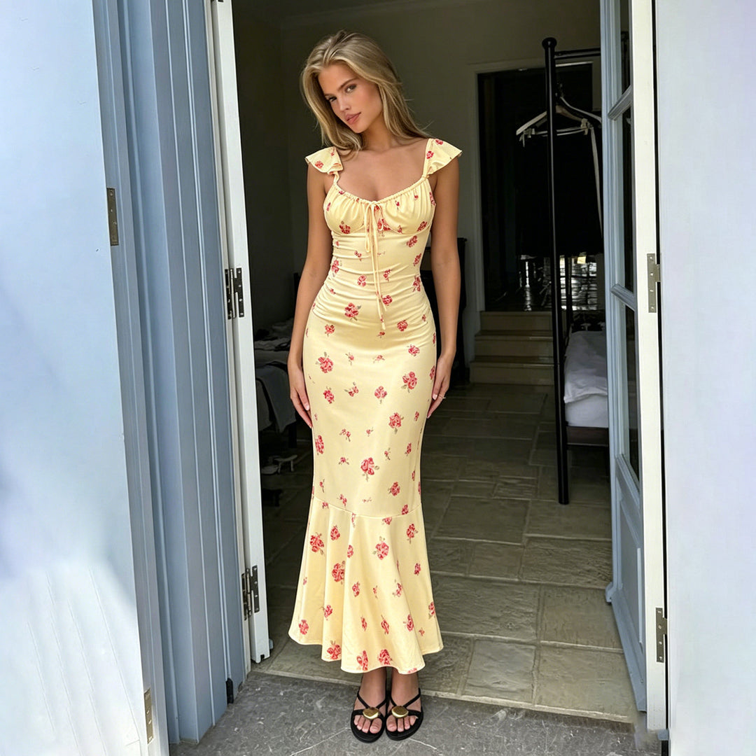 Damen Maxikleid mit raffiniertem Volant und floralem Muster Echo Archiv