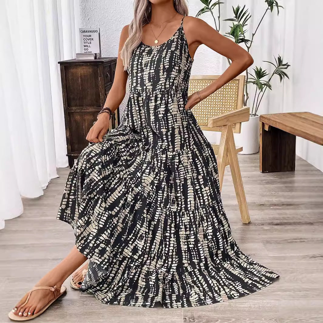 Damen Maxikleid mit leichtem Schnitt und farbenfrohem Druck Echo Archiv
