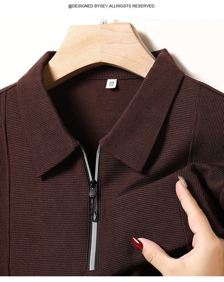 Herren lässiger Langarmpulli mit Halbreißverschluss und strukturiertem Design Echoarchiv