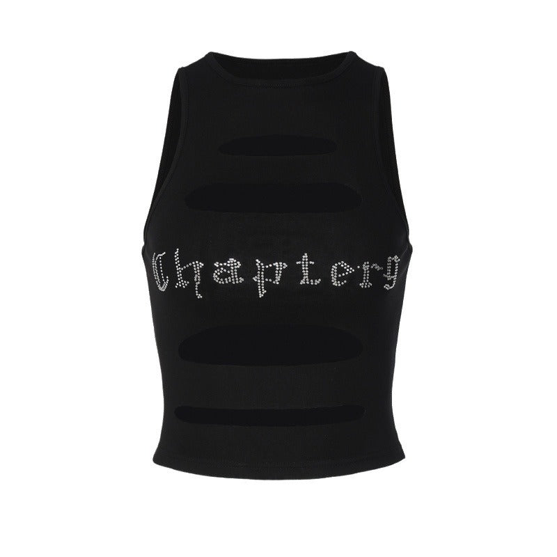 Damen Schulterfreies Cut-Out Top mit Glitzer-Print Echo Archiv