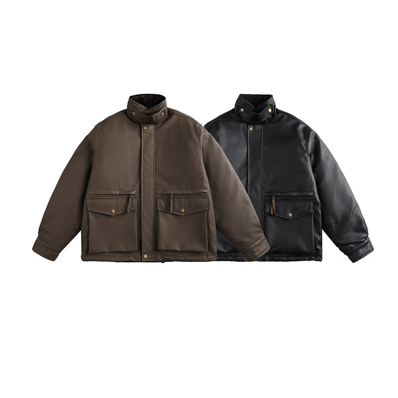Herren Boxy‑wattierte Utility‑Blousonjacke mit hohem Stehkragen und aufgesetzten Pattentaschen Echo Archiv