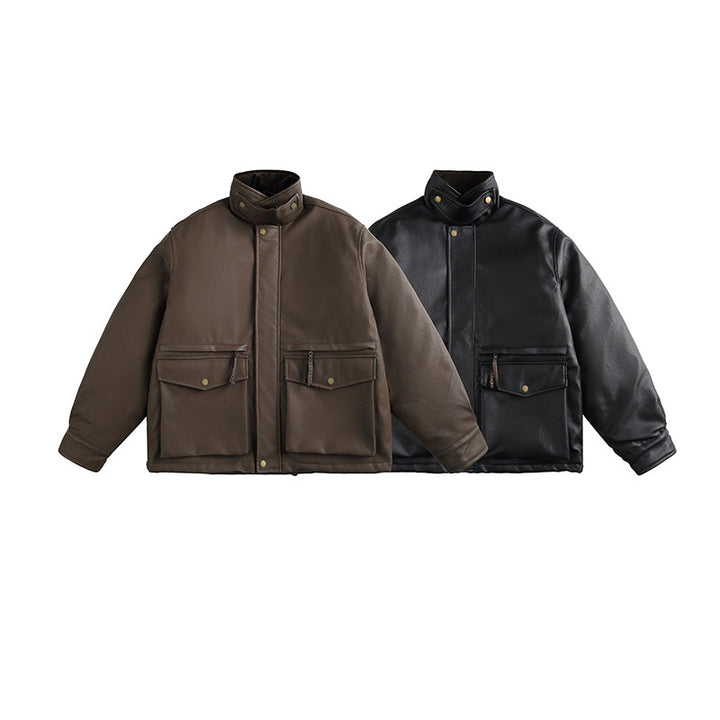 Herren Boxy‑wattierte Utility‑Blousonjacke mit hohem Stehkragen und aufgesetzten Pattentaschen Echo Archiv