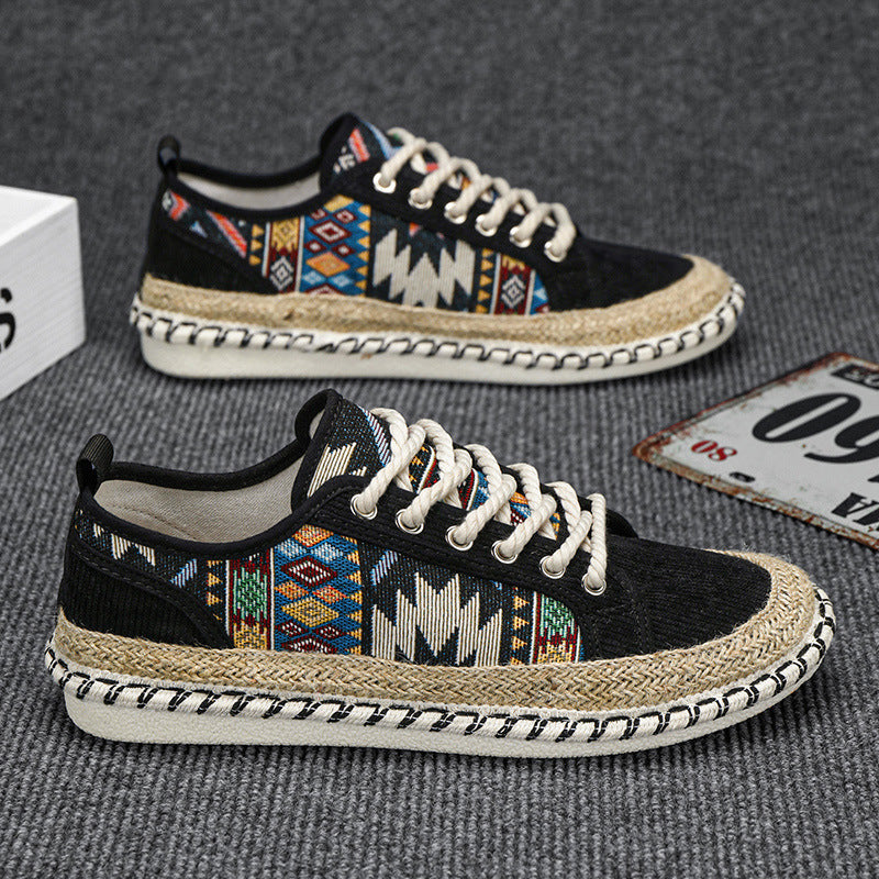 Unisex Espadrille-Sneaker mit geflochtenem Jutemittelsohle und ethnischem Webmuster Echoarchiv