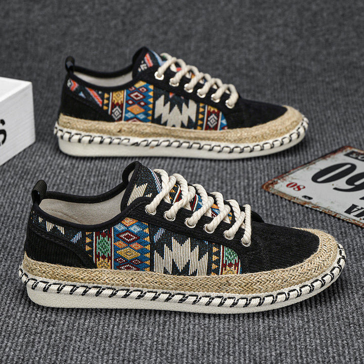 Unisex Espadrille-Sneaker mit geflochtenem Jutemittelsohle und ethnischem Webmuster Echoarchiv