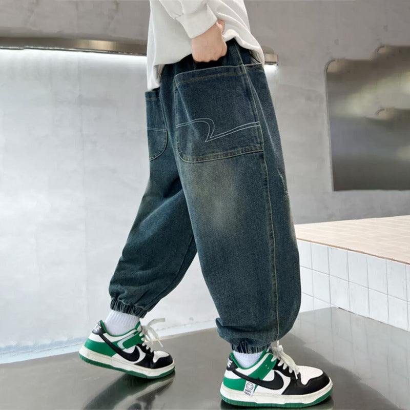 Unisex lässige Baggy-Jeans mit Gummizug Echo Archiv