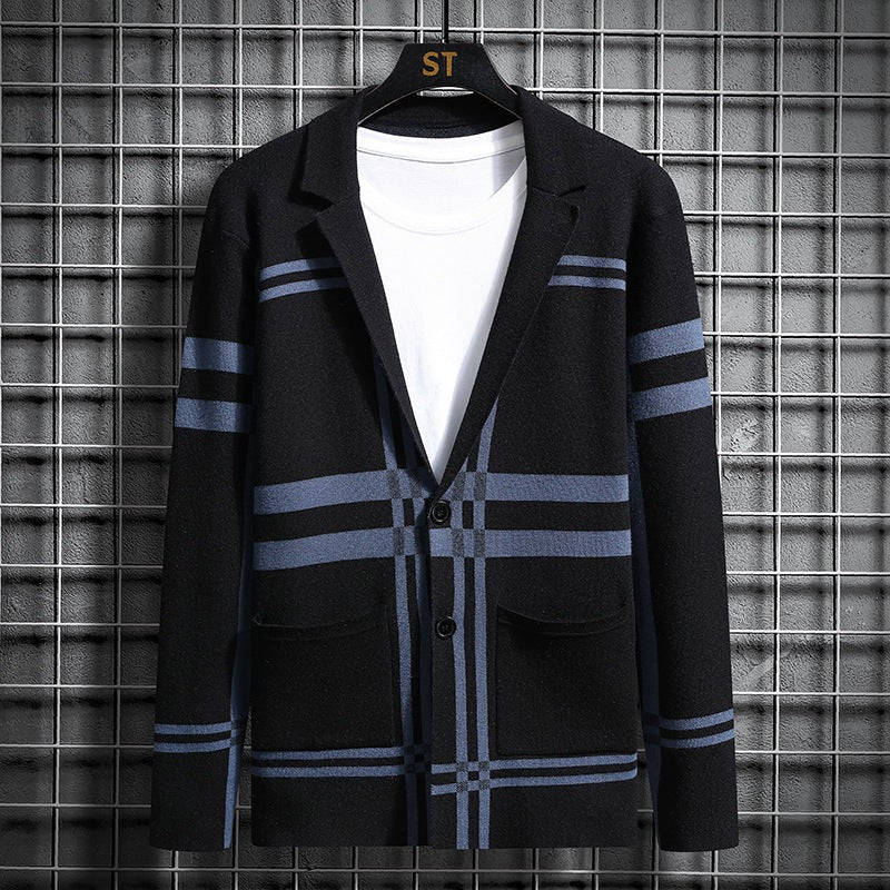 Herren modische Strickjacke mit einzigartigem Karomuster Echoarchiv