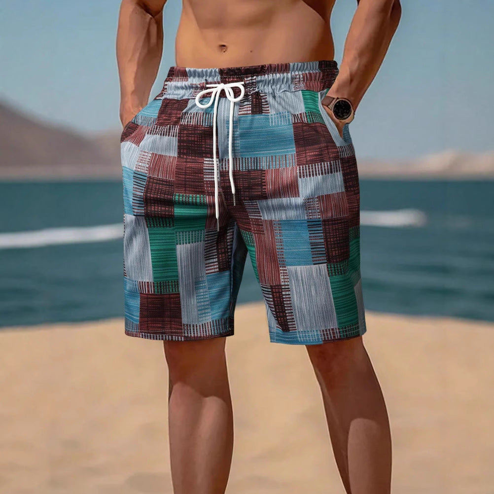 Herren stylische Bade-Shorts mit modernem Graphikmuster Echoarchiv