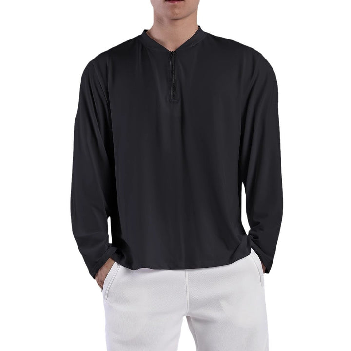 Herren langärmliges Funktionsshirt mit Stehkragen und Reißverschluss Echoarchiv