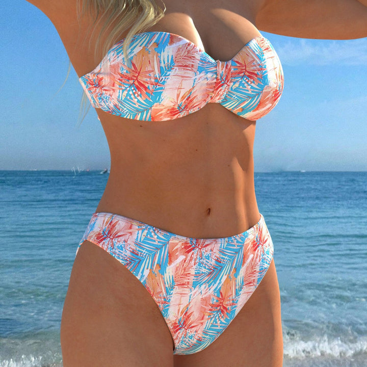 Damen Wickel-Bikini-Set mit floralem Design und hohem Bund Echo Archiv