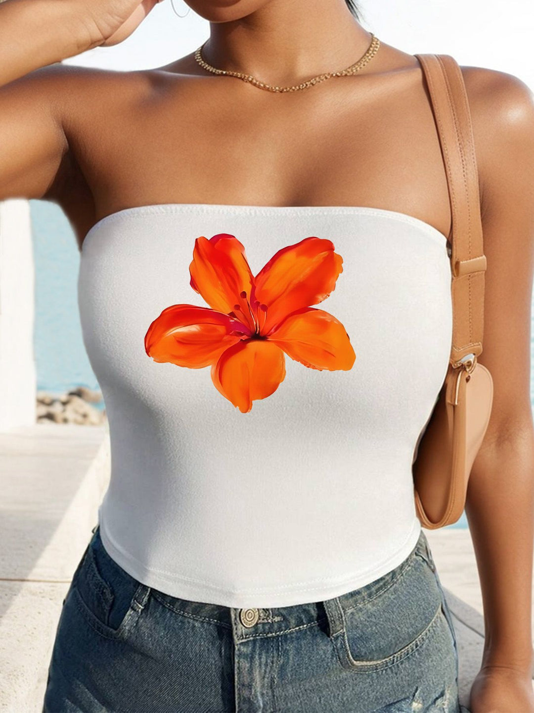 Damen Bandeau-Top mit fröhlichem Gespenster-Motiv Echo Archiv