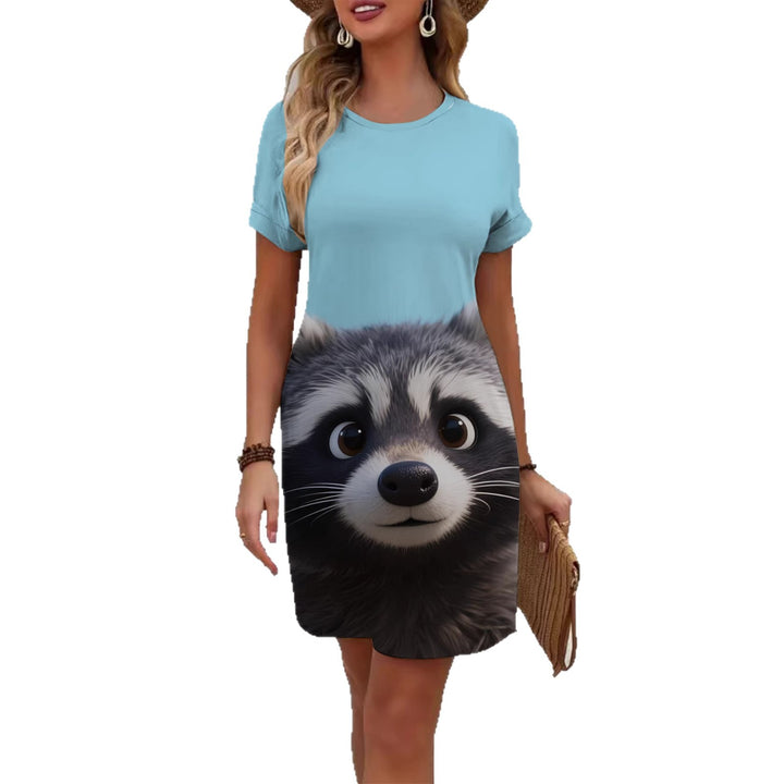 Damen T-Shirt Kleid mit kreativem Druckdesign Echo Archiv