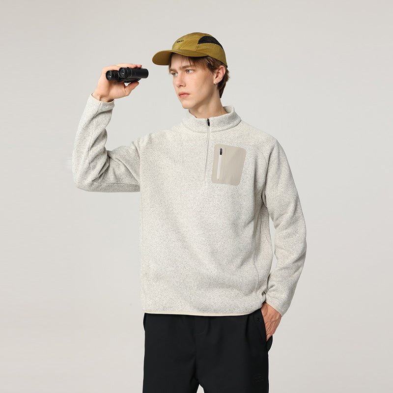 Herren Halbzip-Fleecepullover mit Brustreißverschlusstasche und Stehkragen Echo Archiv