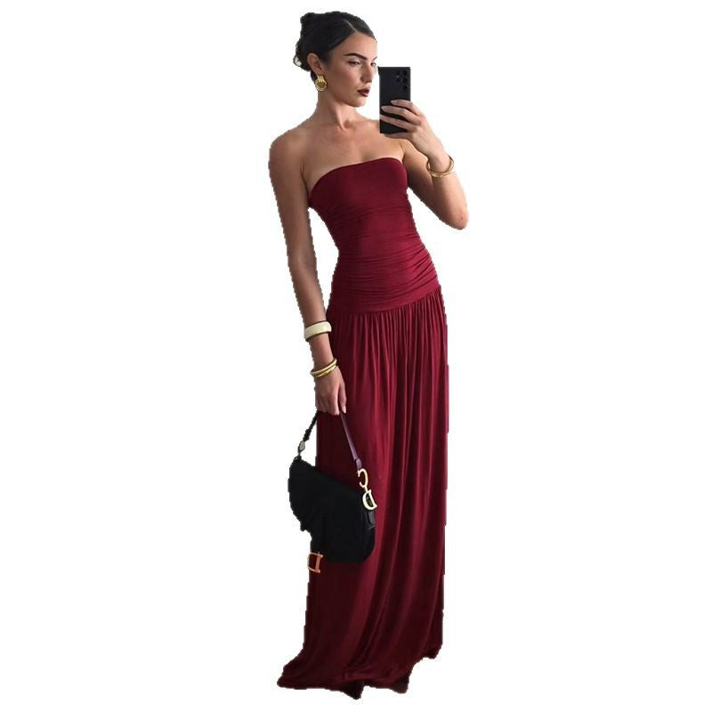 Damen Maxikleid mit elastischem Oberteil und fließendem Rock Echo Archiv