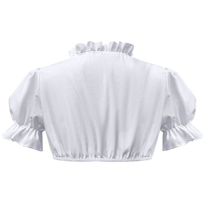 Damen nan traditionelle Dirndlbluse kurz mit Puffärmeln Herzausschnitt und Rüschendetail Echo Archiv