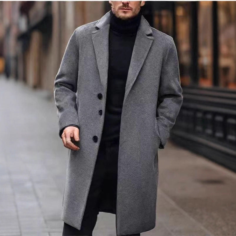 Herren nan eleganter Wollmixmantel mit Reverskragen und geradem Schnitt Echo Archiv