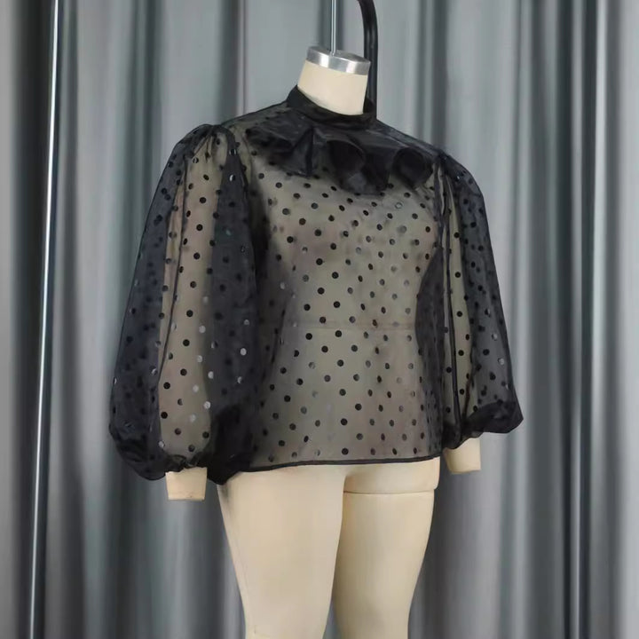 Damen Bluse mit voluminösen Puffärmeln und Polka-Dots Echo Archiv