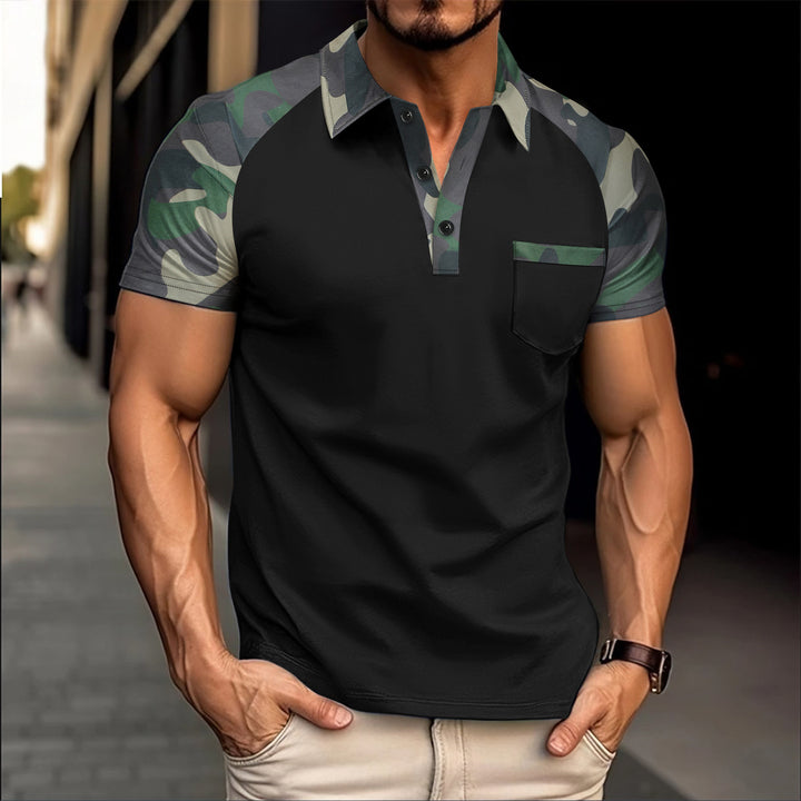 Herren Polohemd mit modernem Camouflage-Design Echoarchiv