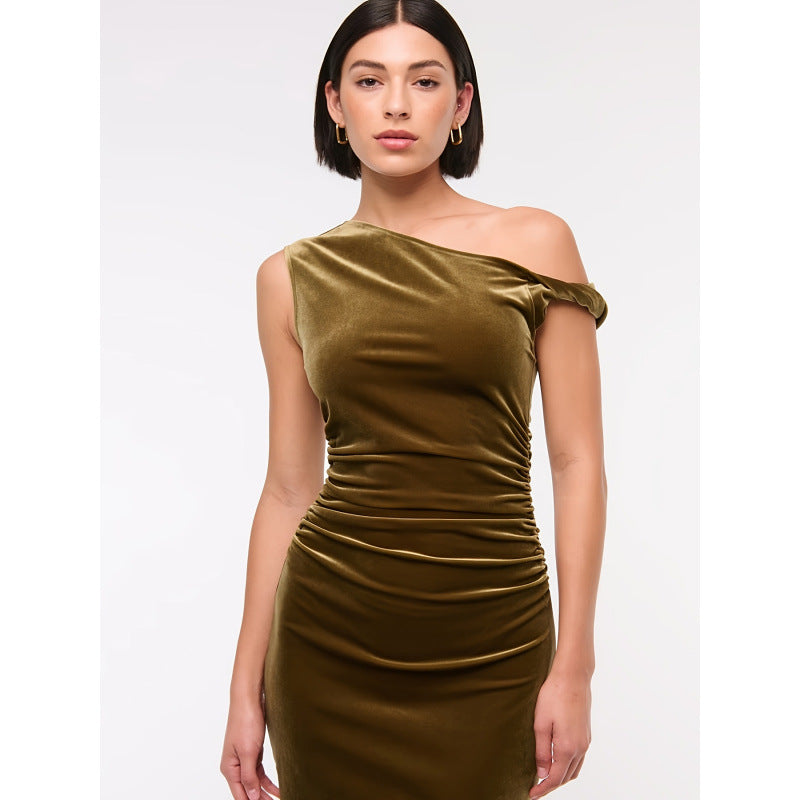 Damen modernes Wickelkleid mit asymmetrischem Design und stilvollen Rüschen Echo Archiv
