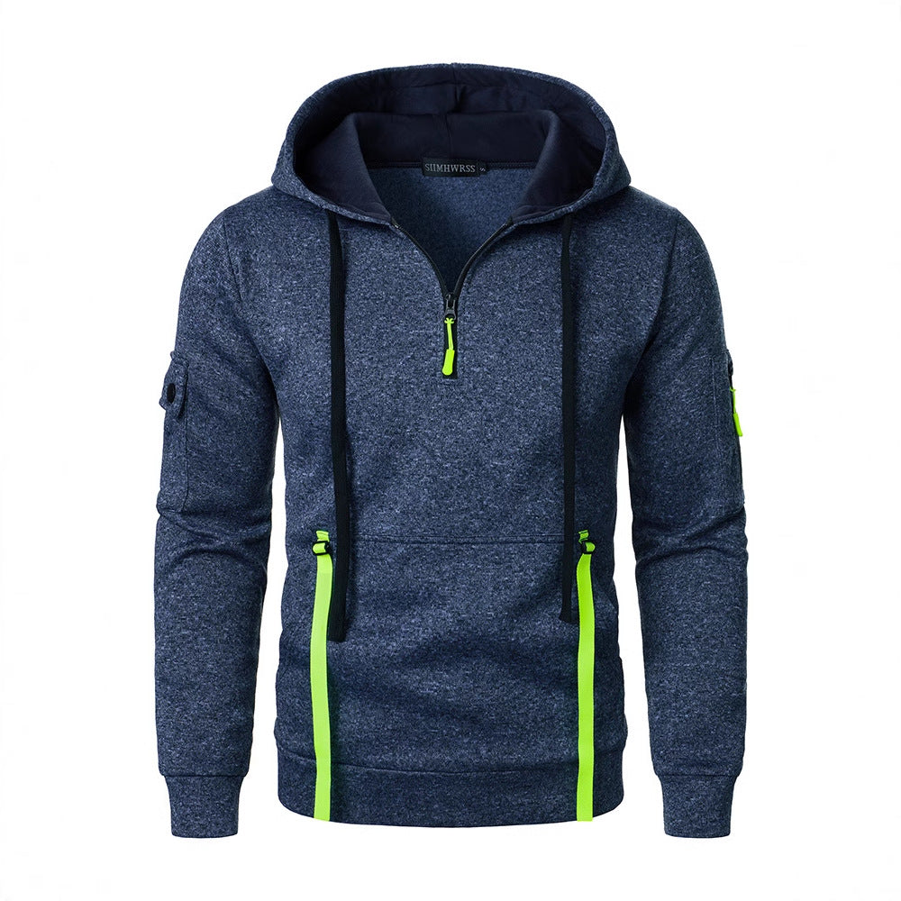 Herren sportlicher Hoodie mit atmungsaktiven Einsätzen und praktischen Reißverschlusstaschen Echoarchiv