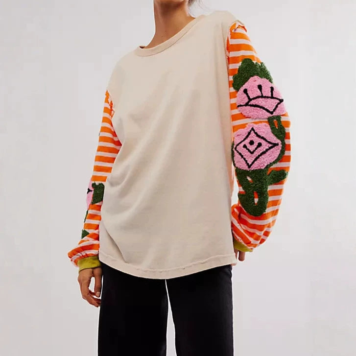 Damen Modischer Sweatshirt mit buntem Grafikdesign – Mavelle