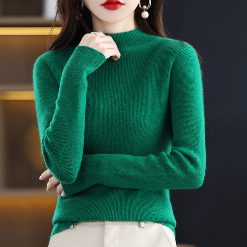 Damen Schmal geschnittener Mockneck-Pullover aus kaschmirähnlichem Feinstrick Echoarchiv