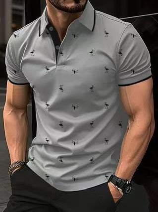 Herren hochwertiges Poloshirt mit stilvollem Muster Echoarchiv