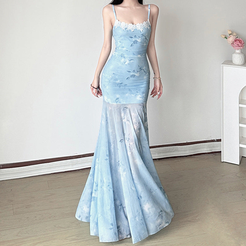Damen Maxikleid mit floralem Druck und eleganter Spitzenborte Echo Archiv