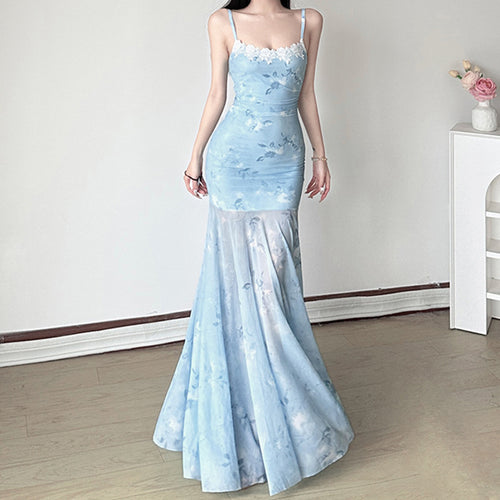 Damen Maxikleid mit floralem Druck und eleganter Spitzenborte Echo Archiv