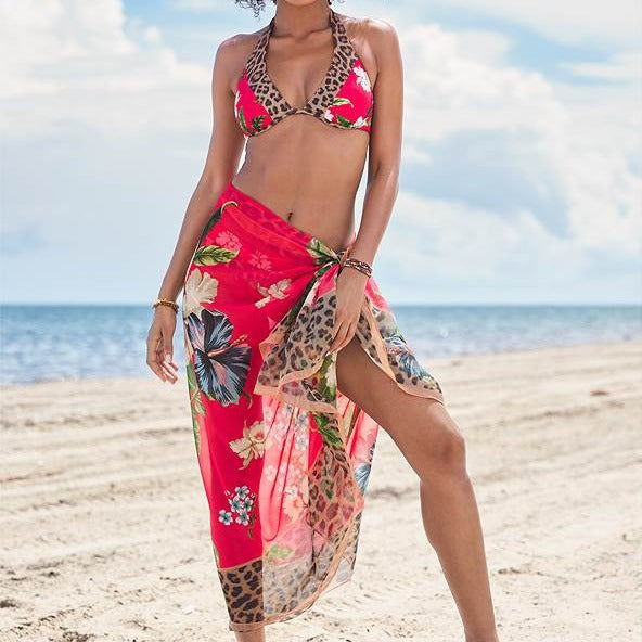 Damen Strandsarong mit buntem Floral- und Tierprint Echo Archiv