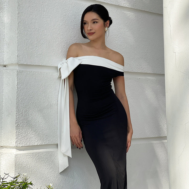 Damen Elegantes Maxikleid mit Off-Shoulder Design und schmalem Schnitt Echo Archiv