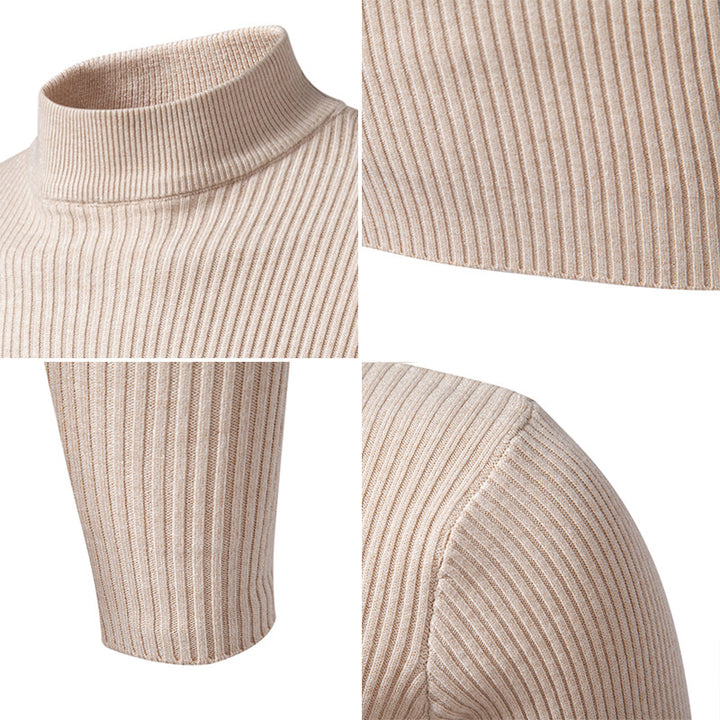 Herren Rippstrick-Mockneck-Pullover schmaler Schnitt thermischer Feinstrick Echo Archiv
