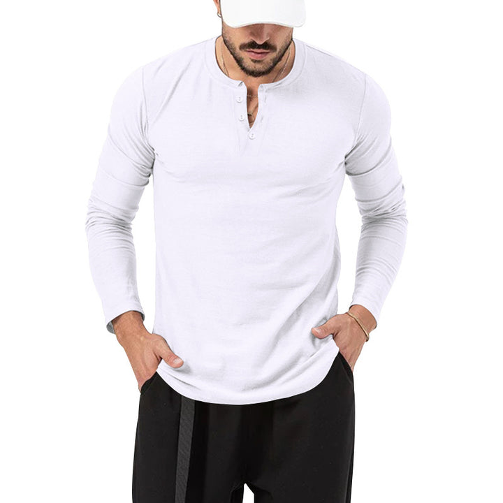 Herren langärmliges Henley-Shirt mit strukturierter Oberfläche Echoarchiv