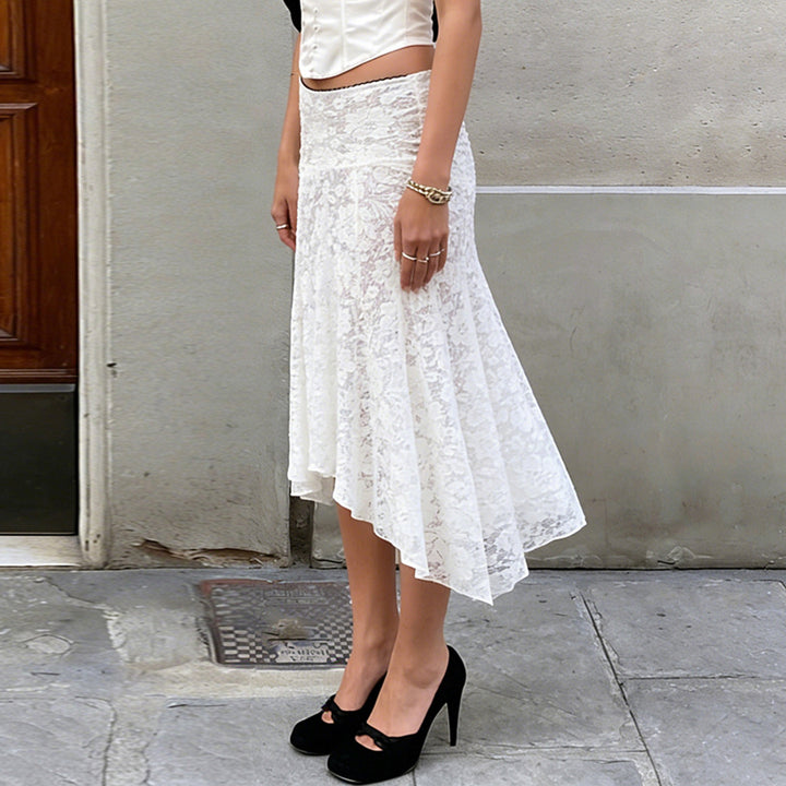Damen eleganter Spitzenrock mit asymmetrischem Schnitt Echo Archiv