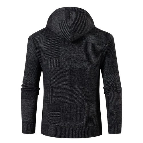 Herren Strickjacke mit gefütterter Kapuze und modernem Waffelmuster Echoarchiv