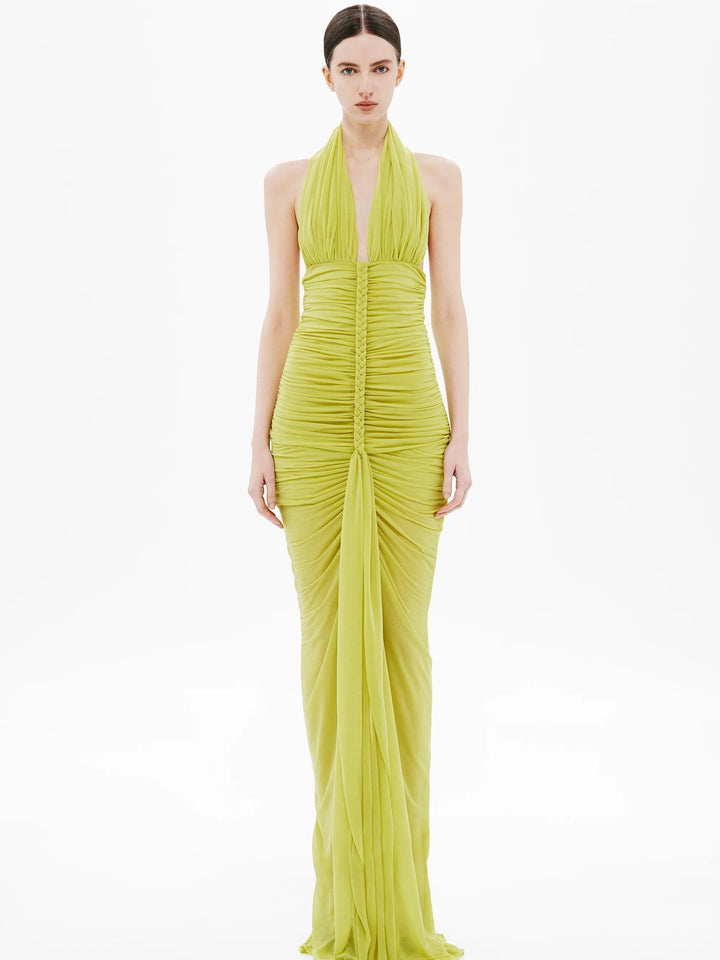 Damen Exquisites gerafftes Maxikleid mit tiefem V-Ausschnitt und eleganten Drapierungen Echo Archiv