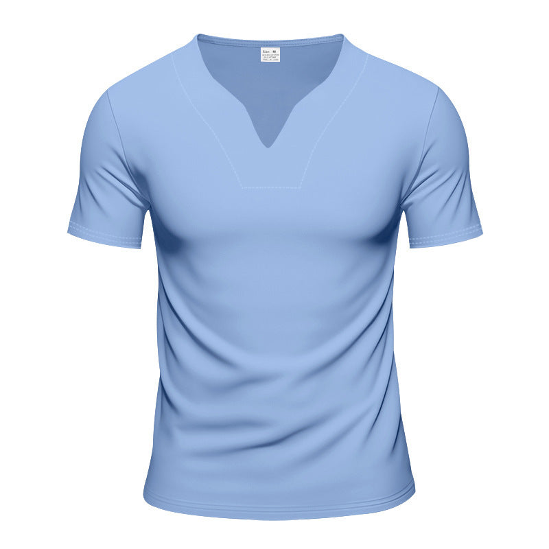 Herren nan schlank geschnittenes Kurzarmshirt mit eingelassener V-Einkerbung und dekorativer Ziernaht Echo Archiv