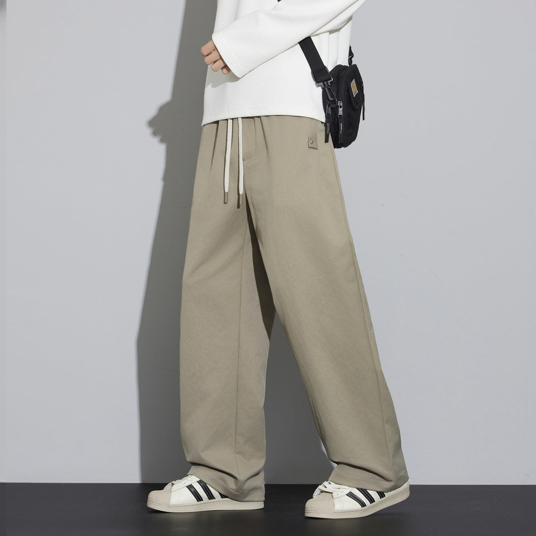 Herren Weite Relaxed‑Fit Stoffhose mit Tunnelzug & Bügelfalte Echo Archiv