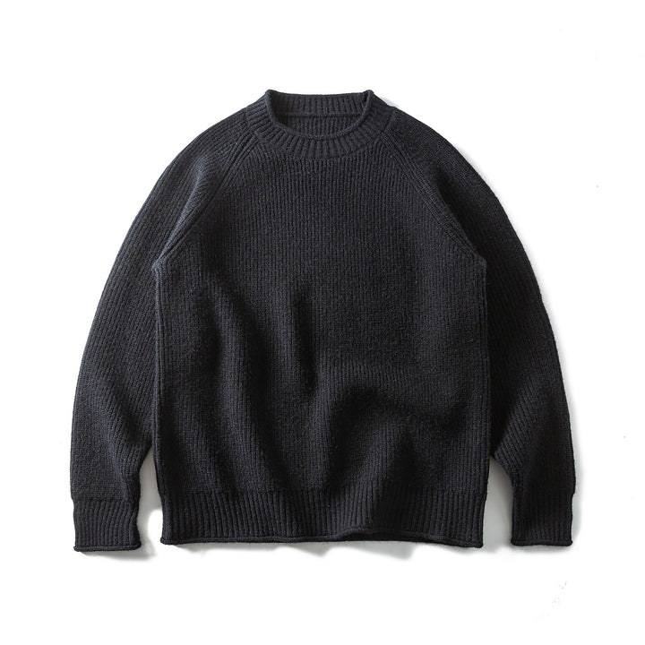 Herren Rippstrickpullover mit Rundhals und Raglanärmeln Echoarchiv