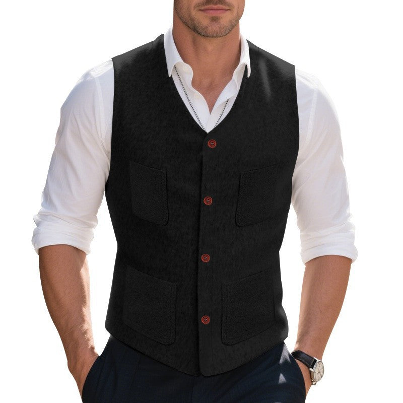 Herren Weste mit funktionalen Taschen und eleganten Knopfdetails Echoarchiv